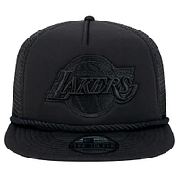 Men's New Era Black Los Angeles Lakers Tone Foam Meshback Golfer Snapback Hat