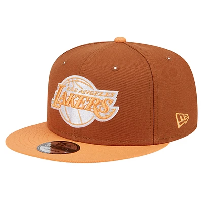 Pack de couleurs bicolores New Era pour hommes, marron/orange, Los Angeles Lakers, casquette 9FIFTY Snapback