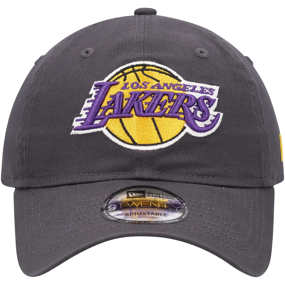 Men's New Era Charcoal Los Angeles Lakers Team 2.0 9TWENTY Adjustable Hat