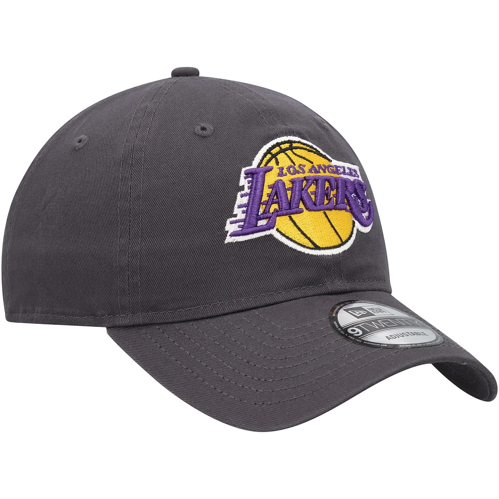 Men's New Era Charcoal Los Angeles Lakers Team 2.0 9TWENTY Adjustable Hat