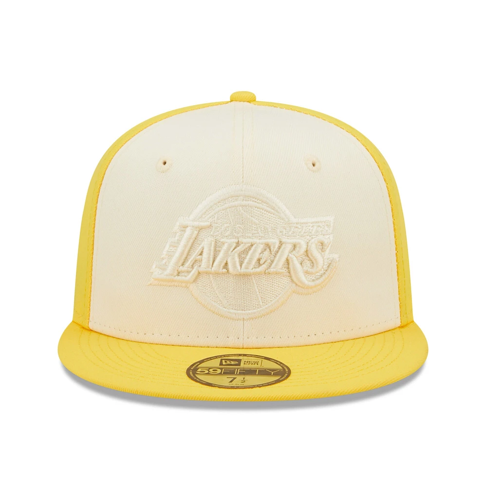 Casquette ajustée 59FIFTY New Era pour homme crème/dorée Los Angeles Lakers Cork Two-Tone