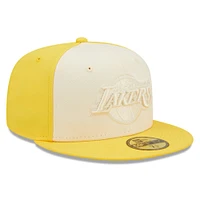 Casquette ajustée 59FIFTY New Era pour homme crème/dorée Los Angeles Lakers Cork Two-Tone