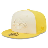 Casquette ajustée 59FIFTY New Era pour homme crème/dorée Los Angeles Lakers Cork Two-Tone