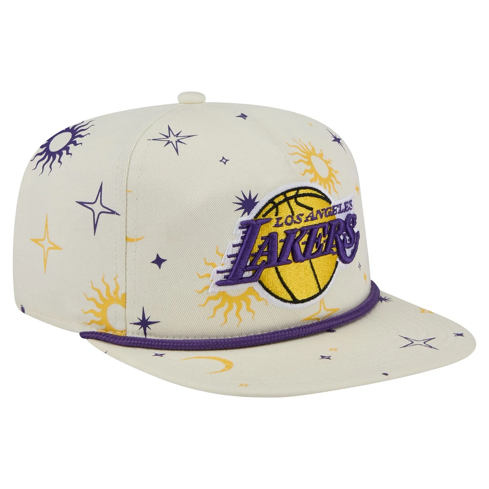 Men's New Era Cream Los Angeles Lakers Lunar Golfer Snapback Hat
