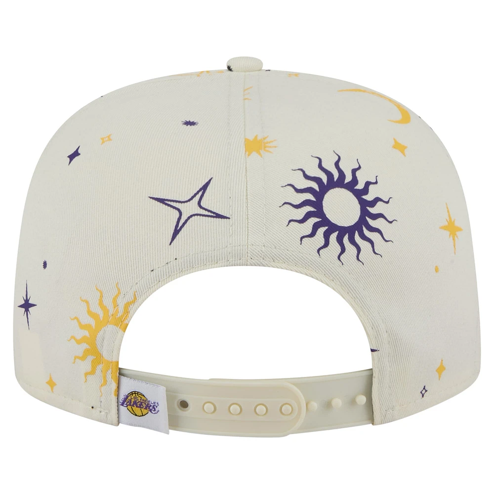 Men's New Era Cream Los Angeles Lakers Lunar Golfer Snapback Hat