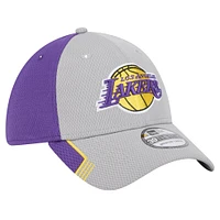 Men's New Era Gray/Purple Los Angeles Lakers Active Trim 39THIRTY Flex Hat