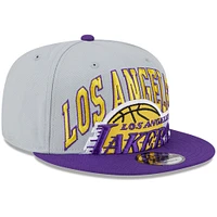 Men's New Era Gray/Purple Los Angeles Lakers Tip-Off Two-Tone 9FIFTY Snapback Hat