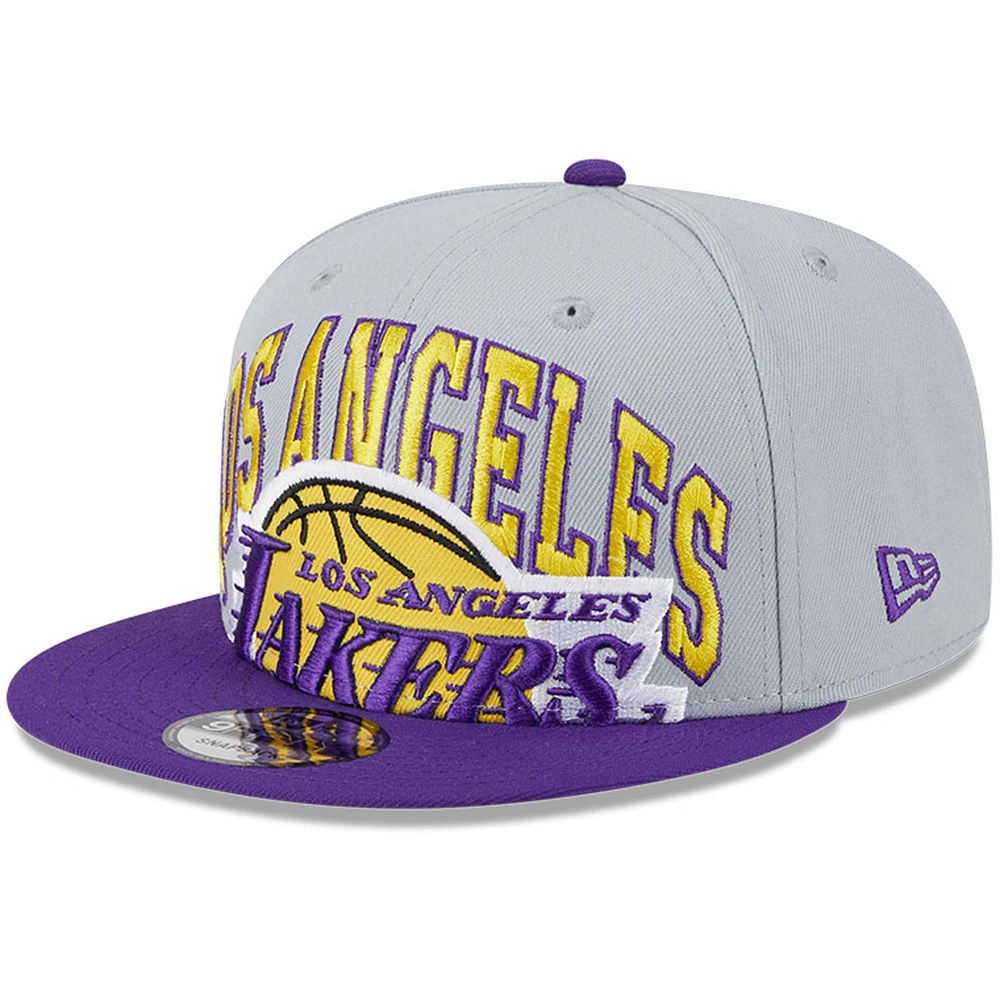 Men's New Era Gray/Purple Los Angeles Lakers Tip-Off Two-Tone 9FIFTY Snapback Hat