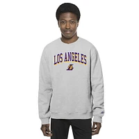 Men's New Era Gray Los Angeles Lakers Chenille Cross Over Pullover Sweatshirt