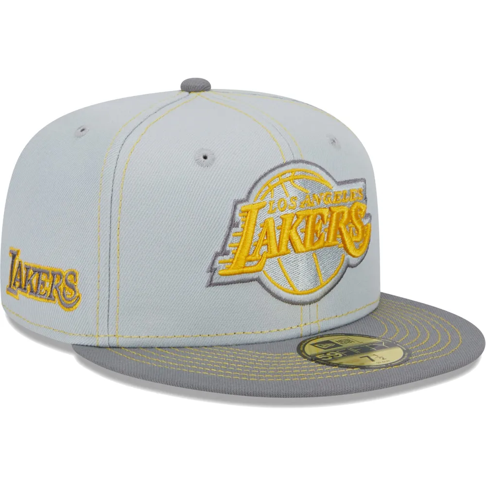 Los Angeles Lakers New Era 59FIFTY Fitted White Hat Light Blue Size 7 1/4