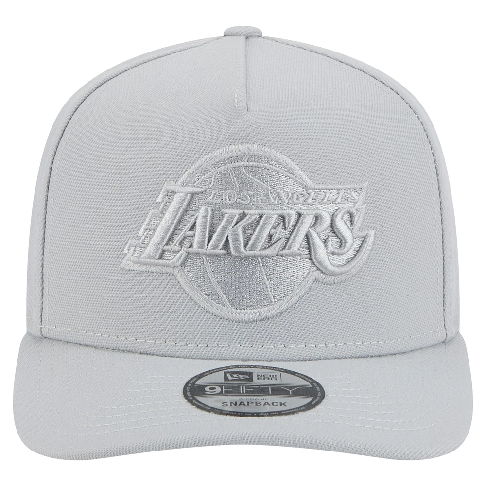 Men's New Era  Gray Los Angeles Lakers Colorpack A-Frame Pinch Front 9FIFTY Snapback Hat