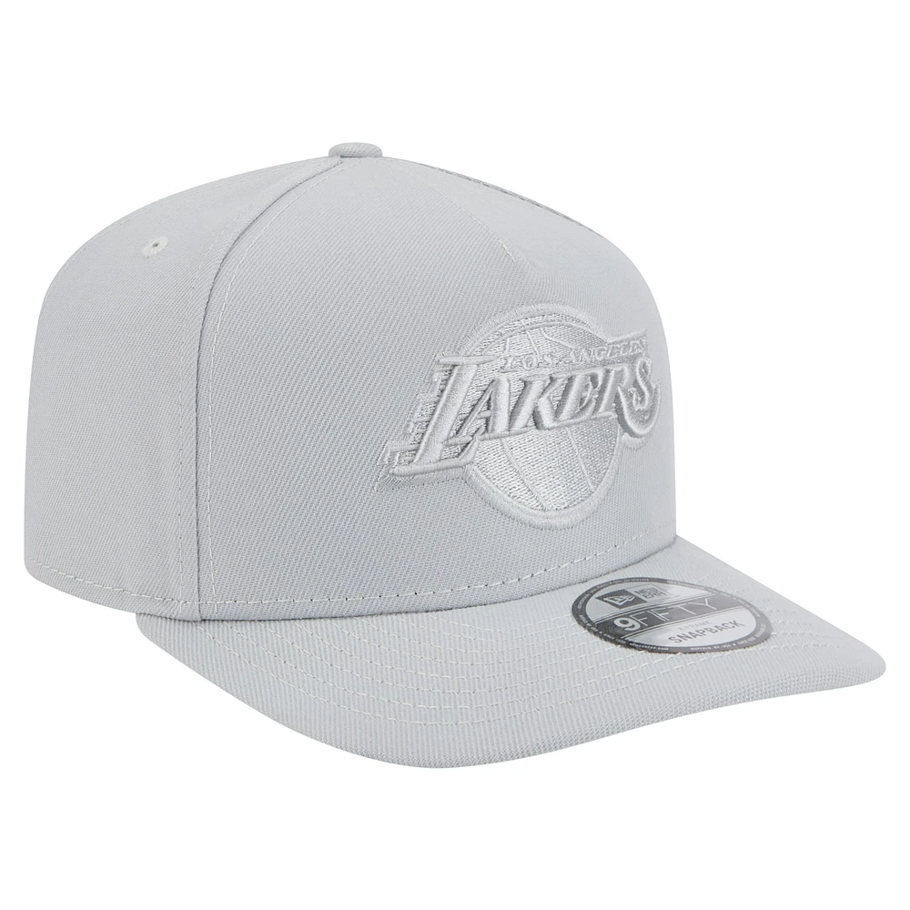 Men's New Era  Gray Los Angeles Lakers Colorpack A-Frame Pinch Front 9FIFTY Snapback Hat