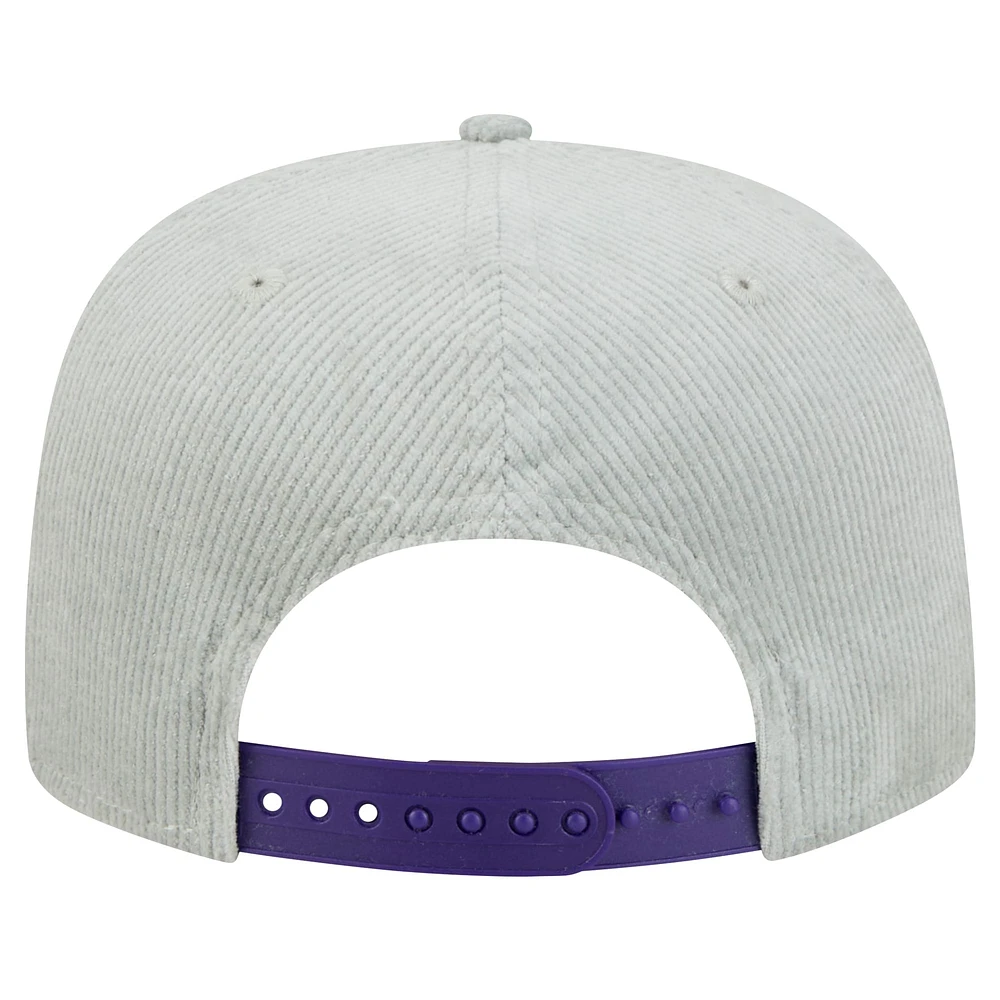 Casquette de golf à visière rabattable en velours côtelé Los Angeles Lakers de New Era pour homme, gris