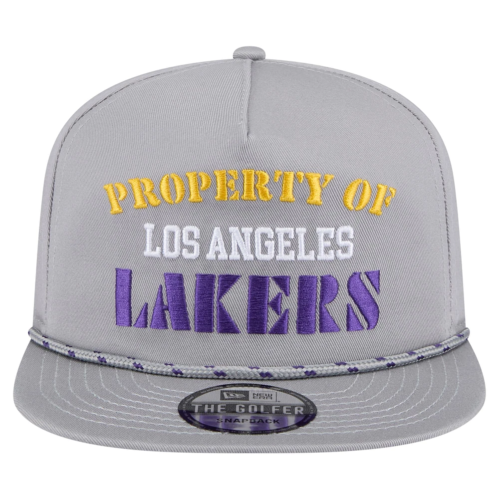 Men's New Era Gray Los Angeles Lakers Throwback Property Of Golfer Snapback Hat