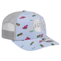 Men's New Era Light Blue/Gray Los Angeles Lakers Adventure Aloha Pattern 9SEVENTY Stretch-Snap Hat