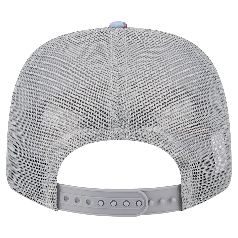 Men's New Era Light Blue/Gray Los Angeles Lakers Adventure Aloha Pattern 9SEVENTY Stretch-Snap Hat