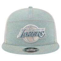 Men's New Era Los Angeles Lakers Adventure Denim Split Panel 9FIFTY Snapback Trucker Hat