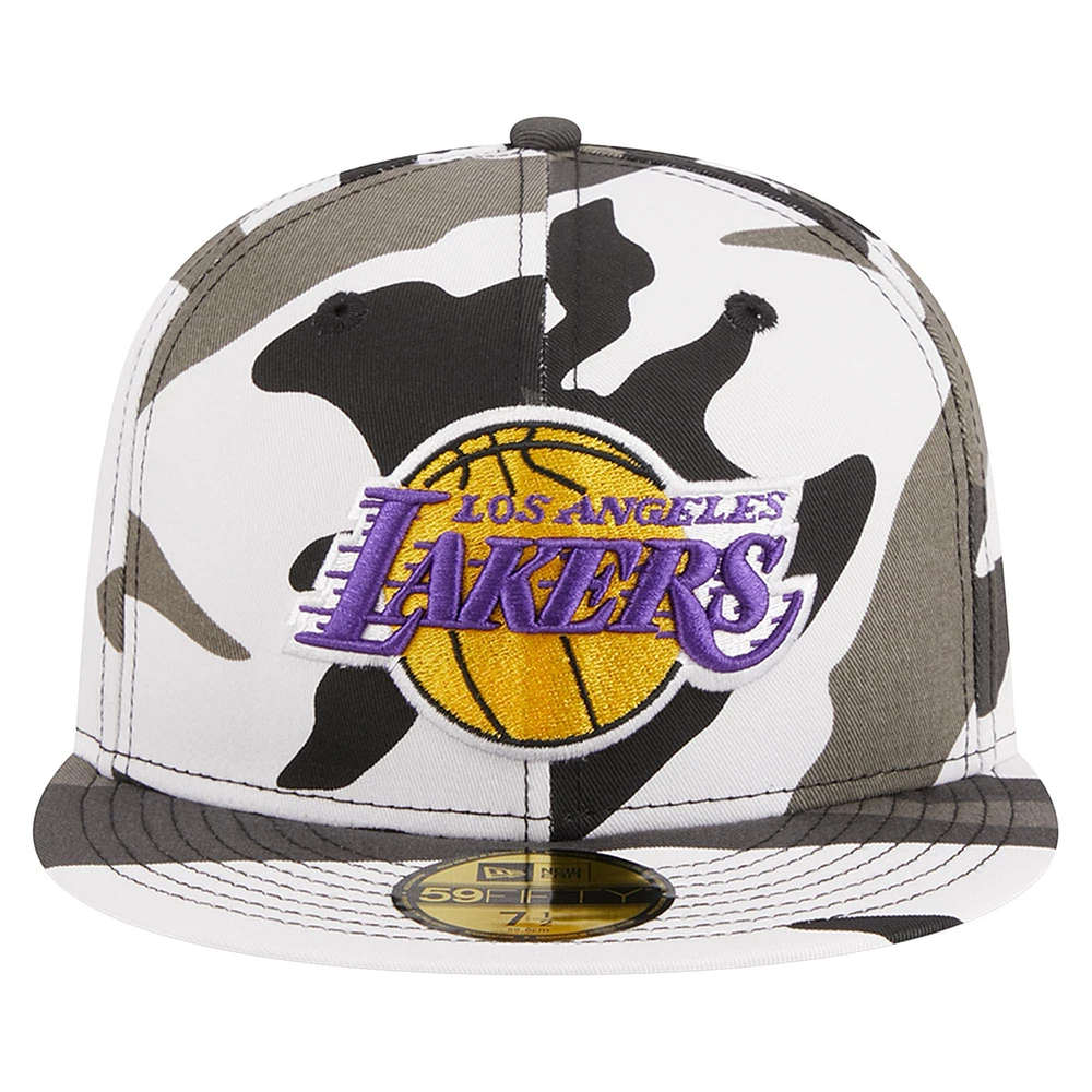 Casquette ajustée 59FIFTY camouflage New Era Los Angeles Lakers Snow Camo pour hommes