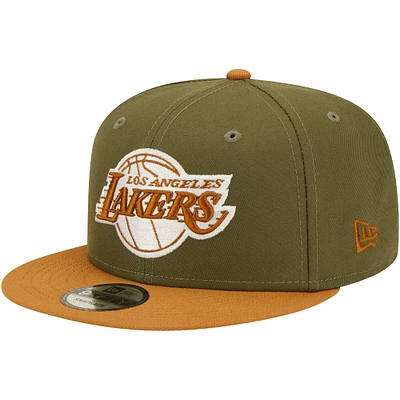 Men's New Era Olive Los Angeles Lakers Two-Tone 9FIFTY Snapback Hat