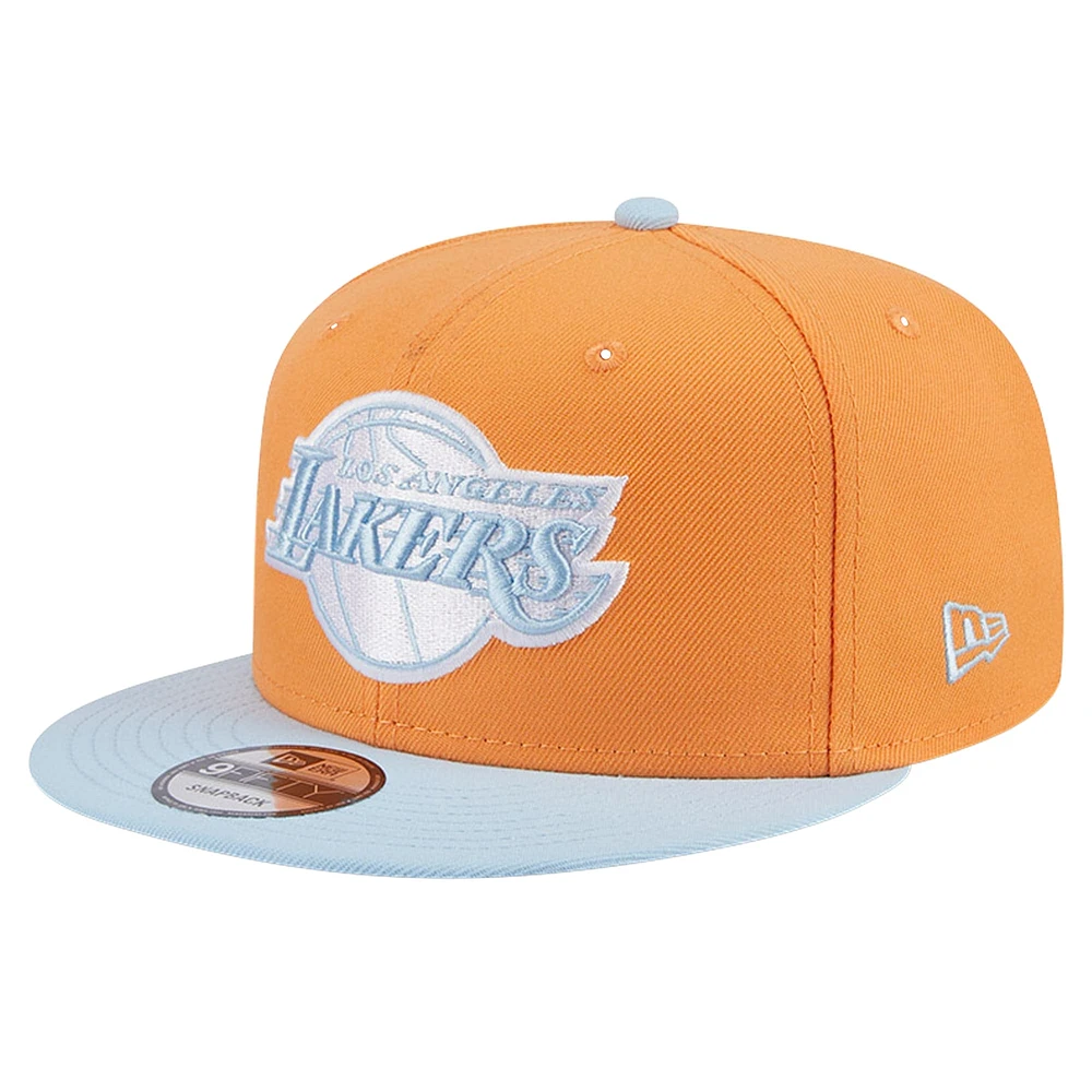 Men's New Era Orange/Light Blue Los Angeles Lakers 2-Tone Color Pack 9FIFTY Snapback Hat
