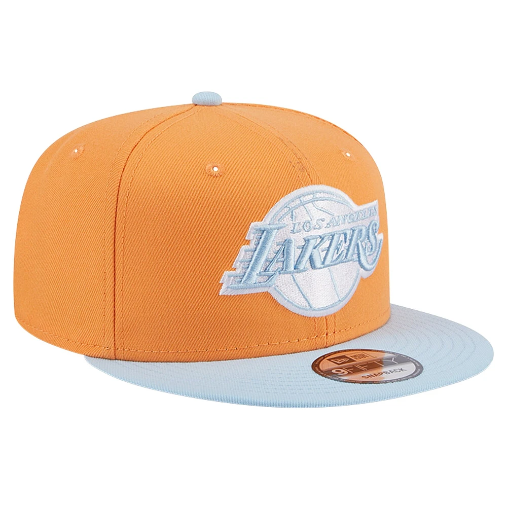 Men's New Era Orange/Light Blue Los Angeles Lakers 2-Tone Color Pack 9FIFTY Snapback Hat
