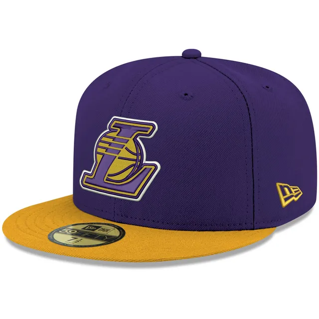 Los Angeles Lakers New Era 17-Time Champions Side Patch 59FIFTY Fitted Hat  - Purple/Gold