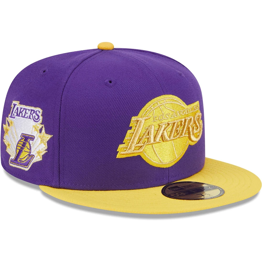 Men's New Era Purple/Gold Los Angeles Lakers Gameday Gold Pop Stars 59FIFTY Fitted Hat