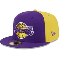 Men's New Era Purple/Gold Los Angeles Lakers Gameday Wordmark 59FIFTY Fitted Hat