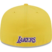 Men's New Era Purple/Gold Los Angeles Lakers Gameday Wordmark 59FIFTY Fitted Hat