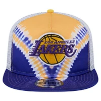 Men's New Era Purple/Gold Los Angeles Lakers Throwback Dye Golfer Snapback Hat