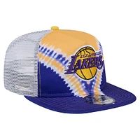 Men's New Era Purple/Gold Los Angeles Lakers Throwback Dye Golfer Snapback Hat