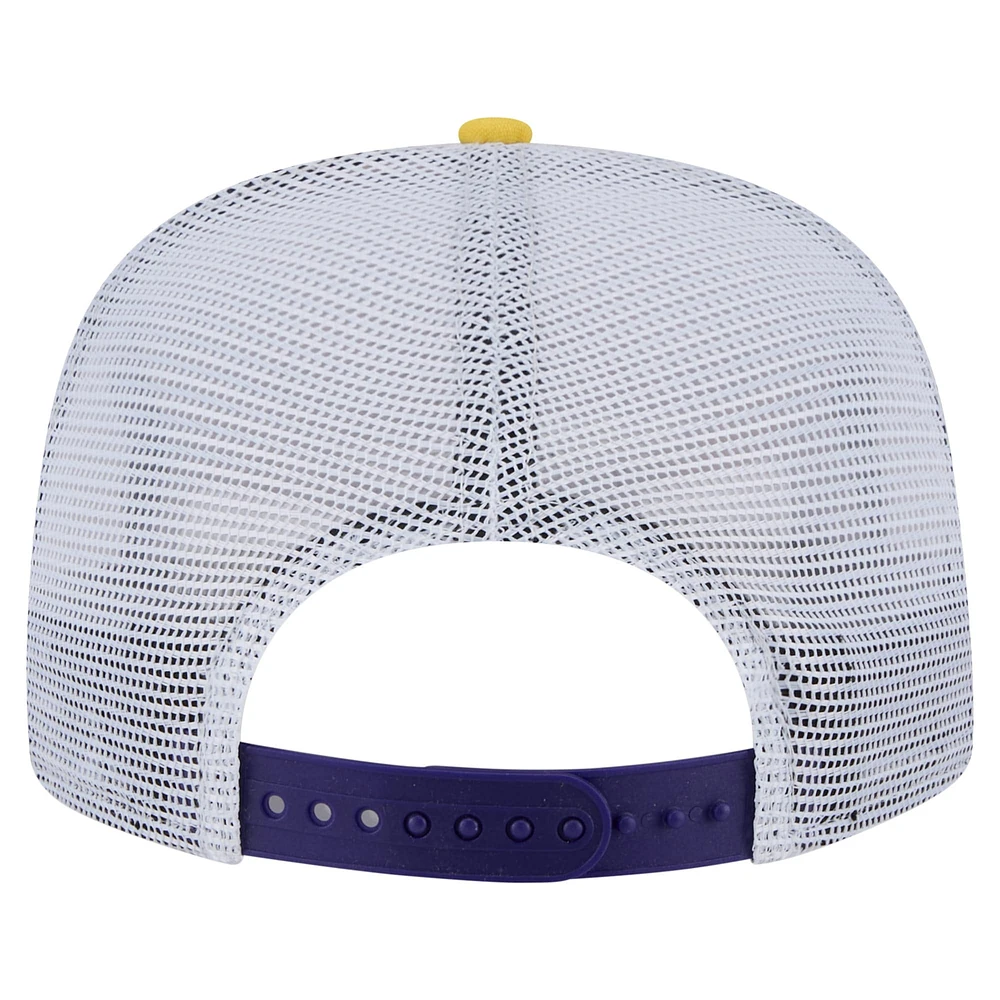 Men's New Era Purple/Gold Los Angeles Lakers Throwback Dye Golfer Snapback Hat