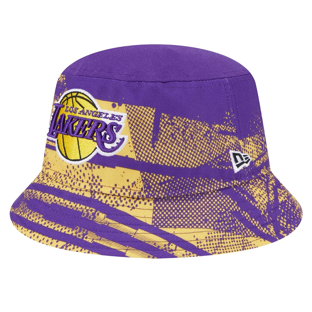 Chapeau bob Tip-Off violet/doré des Los Angeles Lakers de New Era pour homme