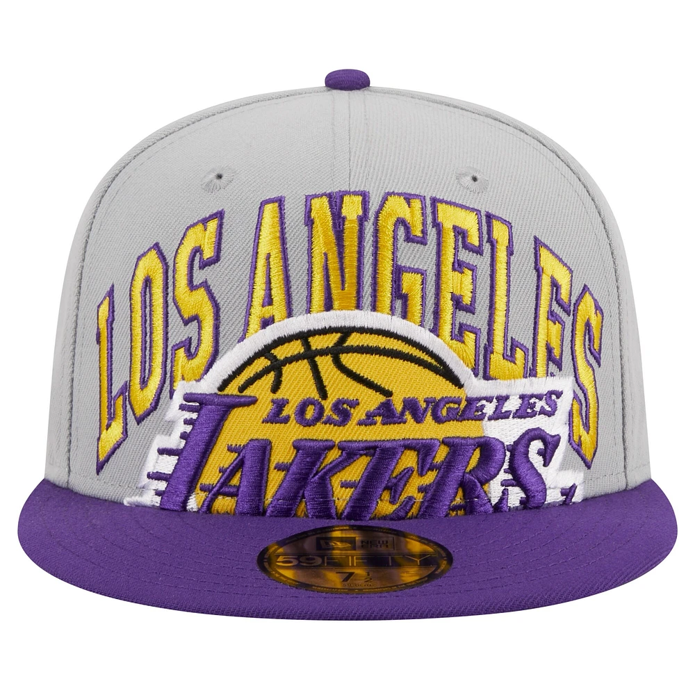 Men's New Era Purple/Gray Los Angeles Lakers Tip-Off 59FIFTY Fitted Hat