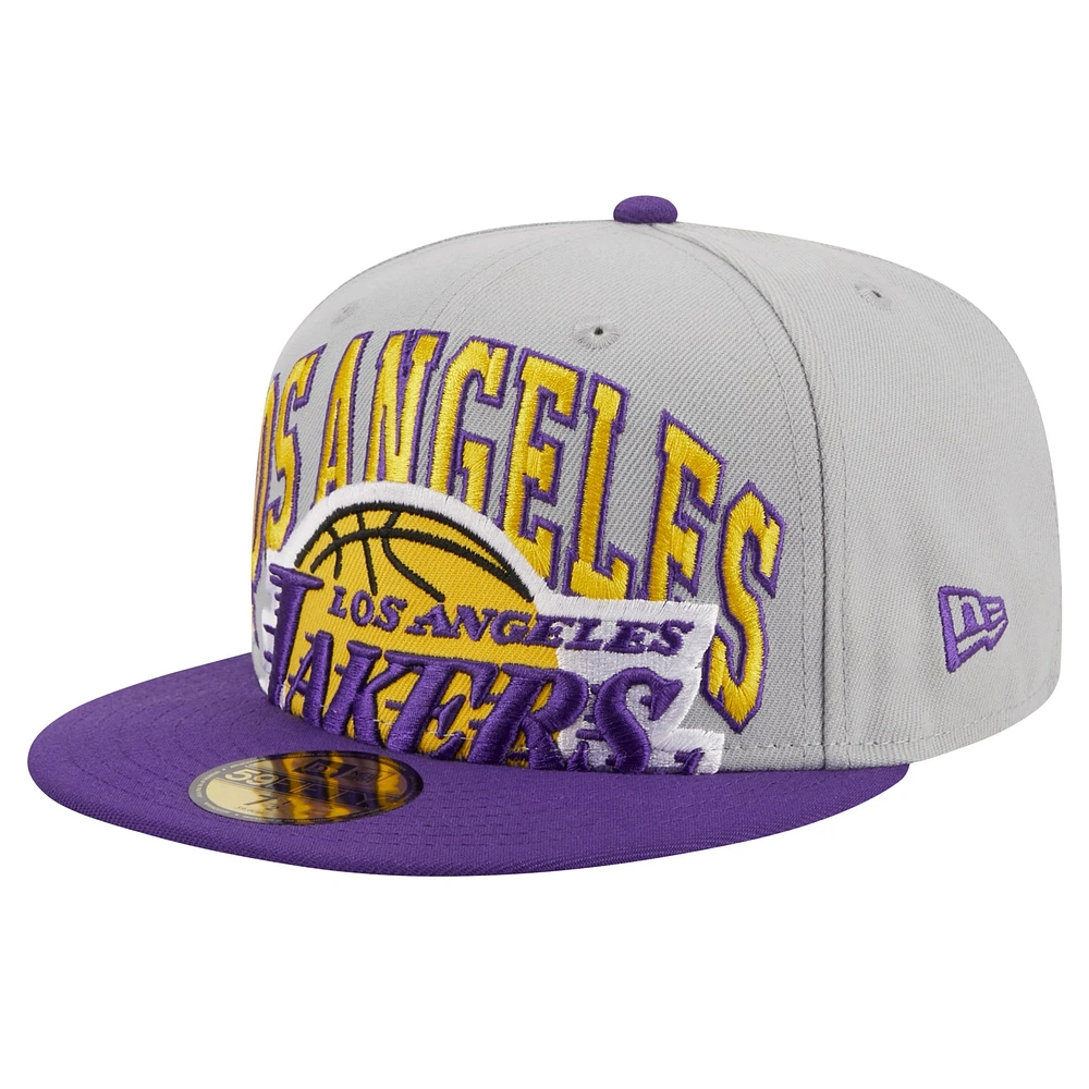 Casquette ajustée 59FIFTY New Era violet/gris des Los Angeles Lakers Tip-Off pour hommes