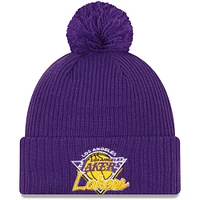 Casquette New Era pour homme Los Angeles Lakers 2021 NBA Tip-Off pour homme - Bonnet en tricot à revers avec pompon couleur de l'équipe