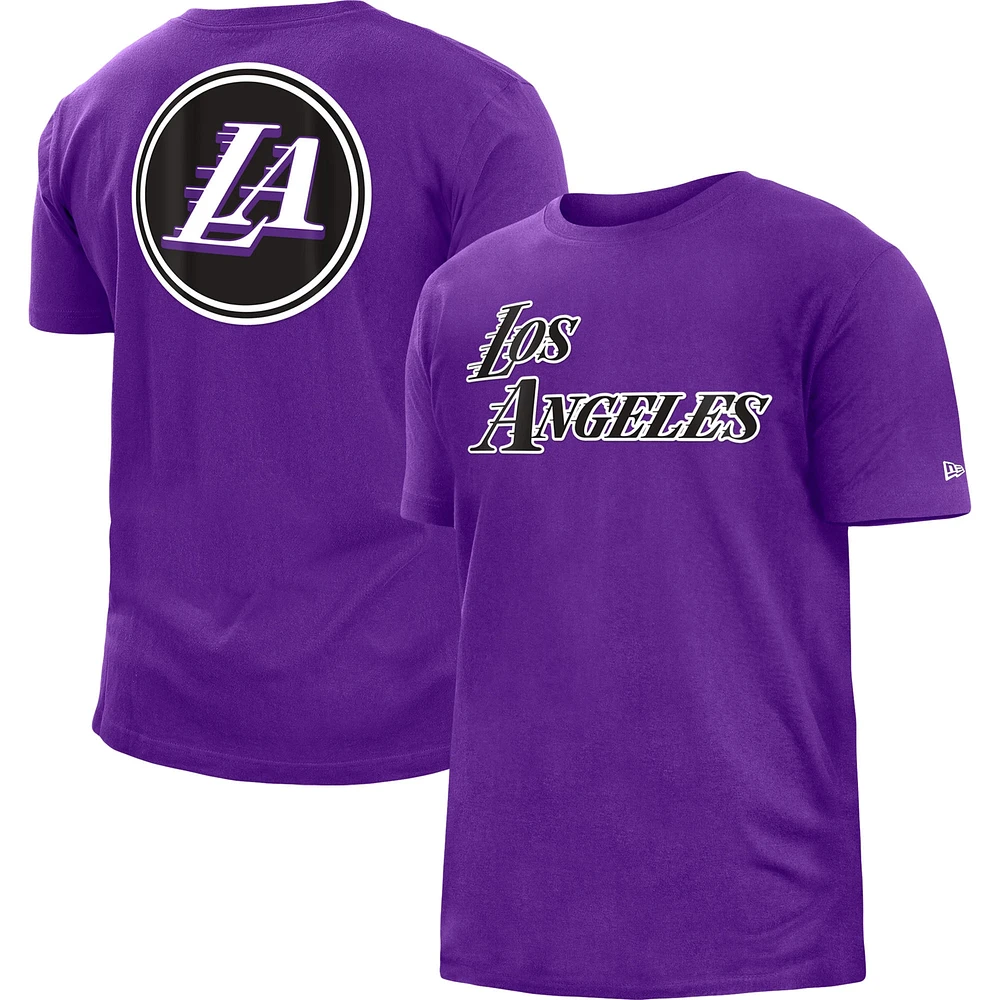 T-shirt en jersey brossé pour homme New Era Los Angeles Lakers 2022/23 City Edition violet