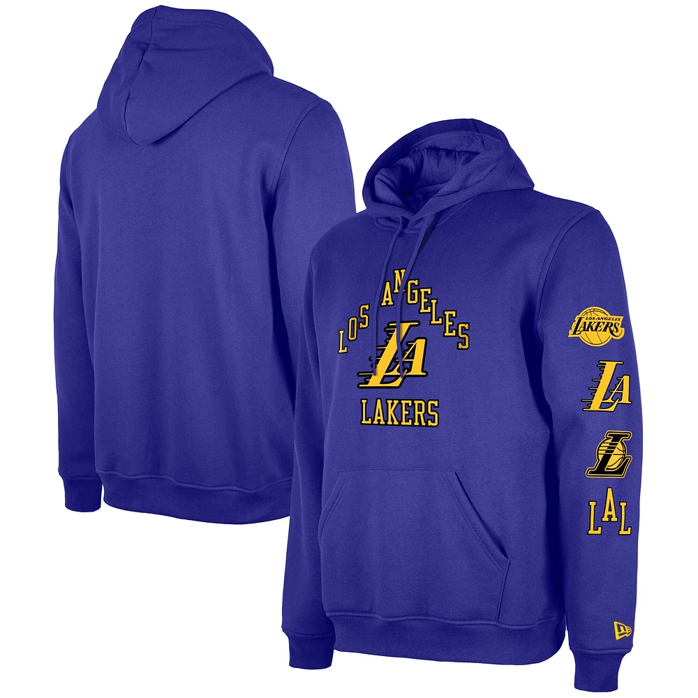 Sweat à capuche violet New Era pour hommes des Los Angeles Lakers 2023/24 City Edition Big & Tall