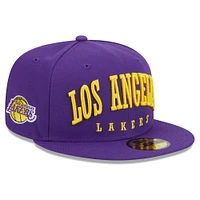 Men's New Era Purple Los Angeles Lakers Big Arch Text 59FIFTY Fitted Hat