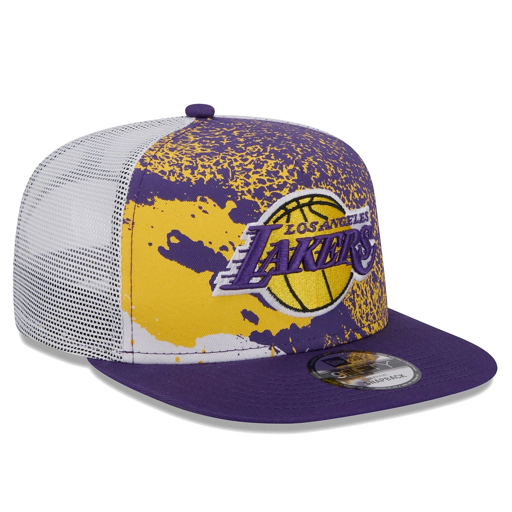 Men's New Era Purple Los Angeles Lakers Court Sport Speckle 9FIFTY Snapback Hat