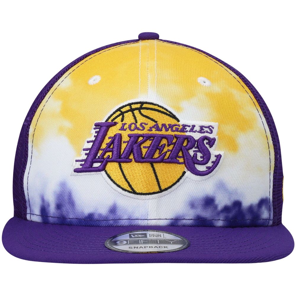 Men's New Era Purple Los Angeles Lakers Hazy Trucker 9FIFTY Snapback Hat