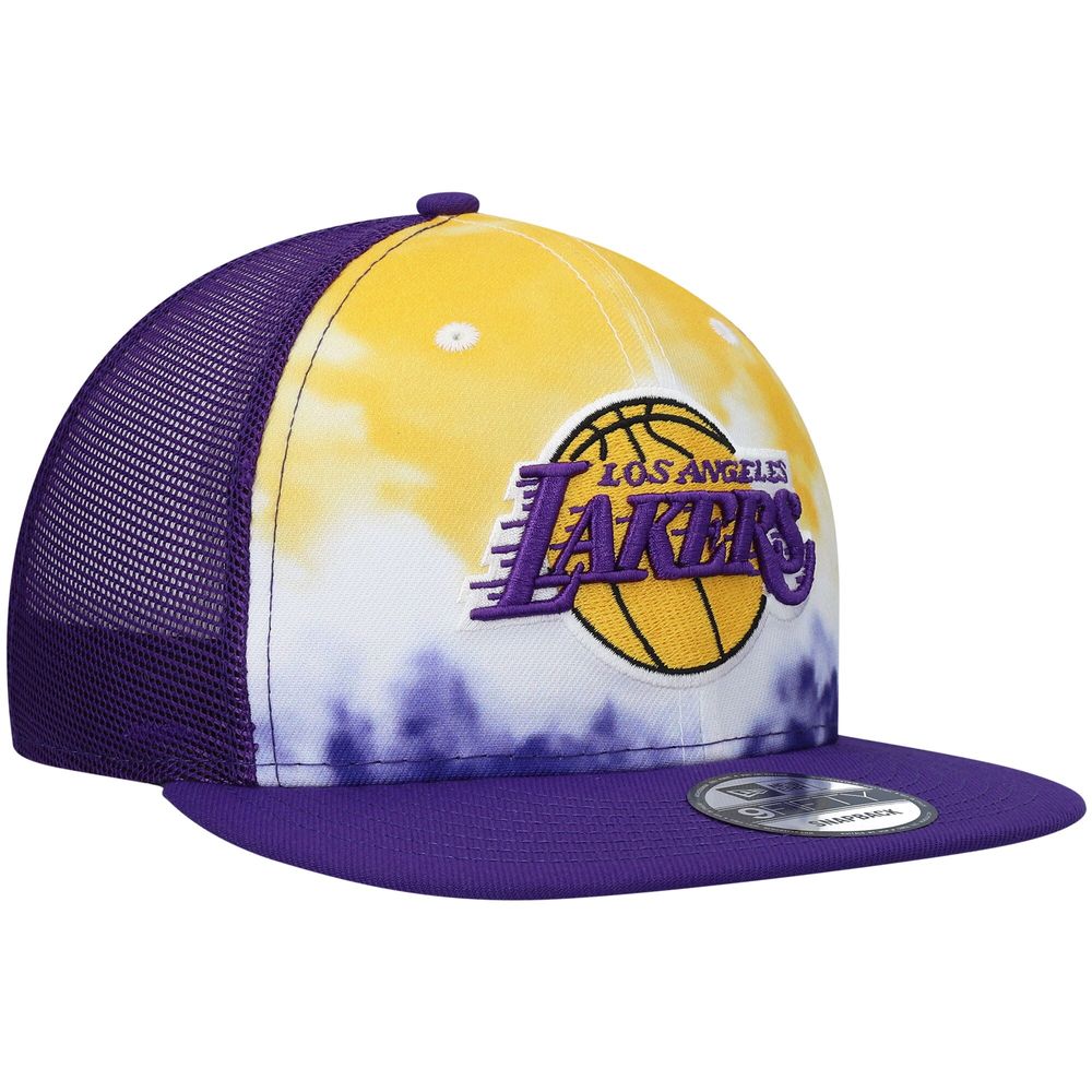 Men's New Era Purple Los Angeles Lakers Hazy Trucker 9FIFTY Snapback Hat