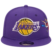 Men's New Era Purple Los Angeles Lakers Injection City Art 9FIFTY Snapback Hat