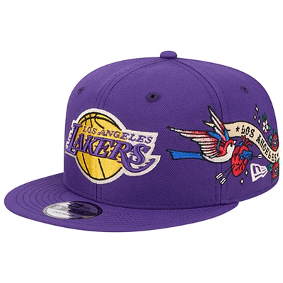 Casquette Snapback Injection City Art 9FIFTY violette des Los Angeles Lakers de New Era pour homme