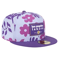 Men's New Era Purple Los Angeles Lakers Palm Fronds 2-Tone 59FIFTY Fitted Hat