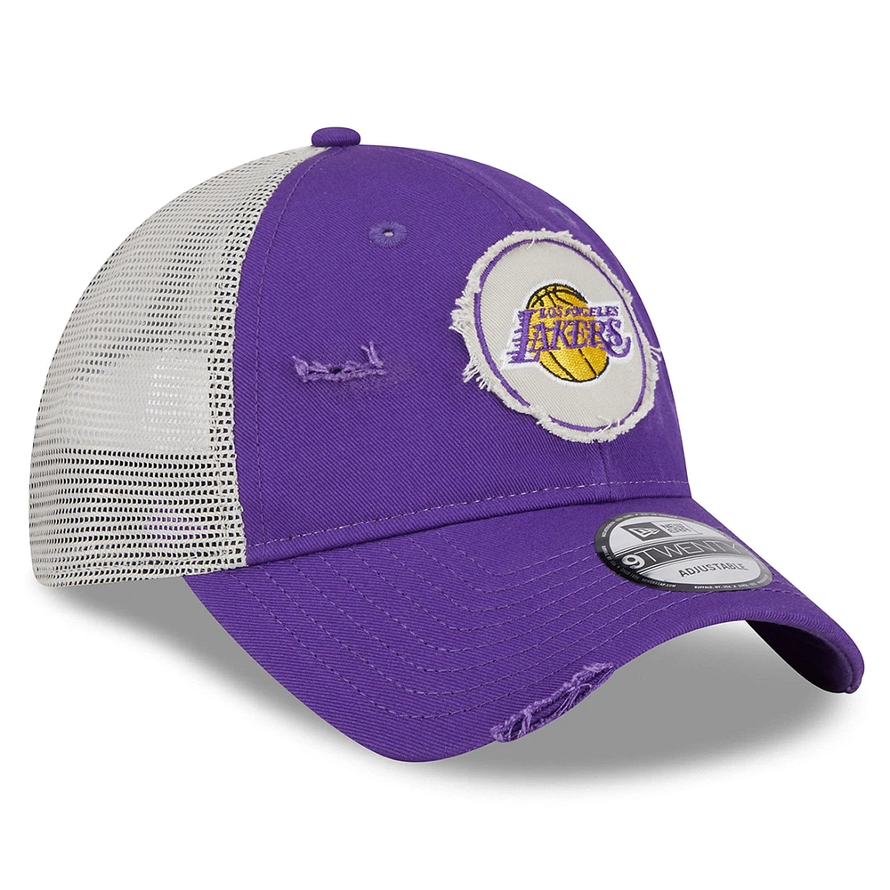 Casquette réglable pour camionneur New Era violet Los Angeles Lakers 2024 NBA All-Star Game Rally Drive Distressed Patch 9TWENTY