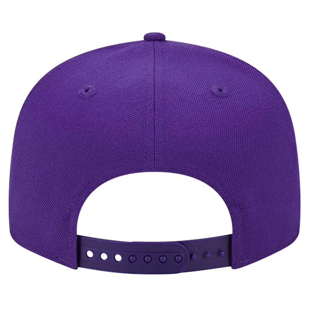 Men's New Era Purple Los Angeles Lakers Script Side Patch 9FIFTY Snapback Hat