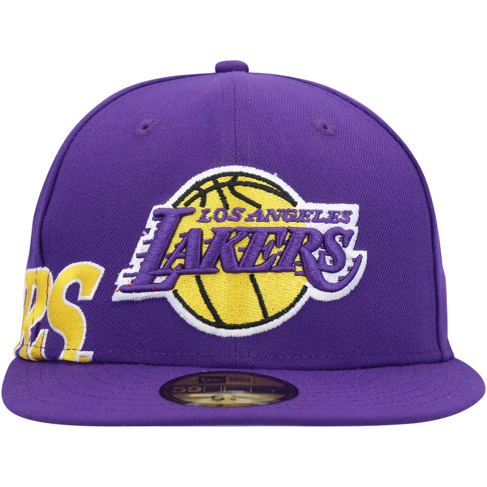 Men's New Era Purple Los Angeles Lakers Side Arch Jumbo 59FIFTY Fitted Hat