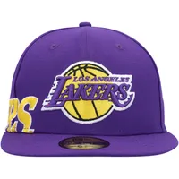 Casquette ajustée Jumbo 59FIFTY à arche latérale Los Angeles Lakers New Era violette pour homme