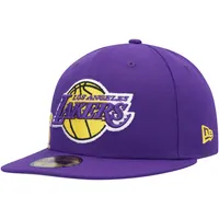 Men's New Era Purple Los Angeles Lakers Side Arch Jumbo 59FIFTY Fitted Hat